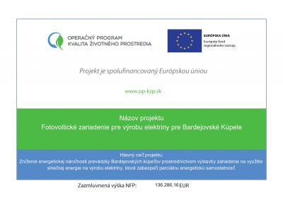 Projekt: Fotovoltické zariadenie pre výrobu elektriny pre Bardejovské Kúpele