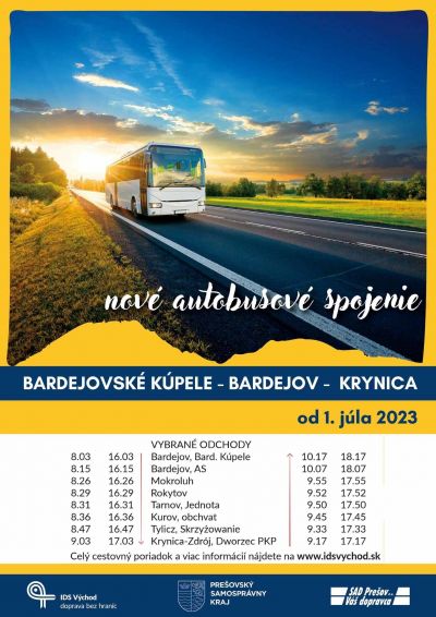 Autobusové spojenie Bardejovské Kúpele - Krynica (poľské kúpeľné mesto)